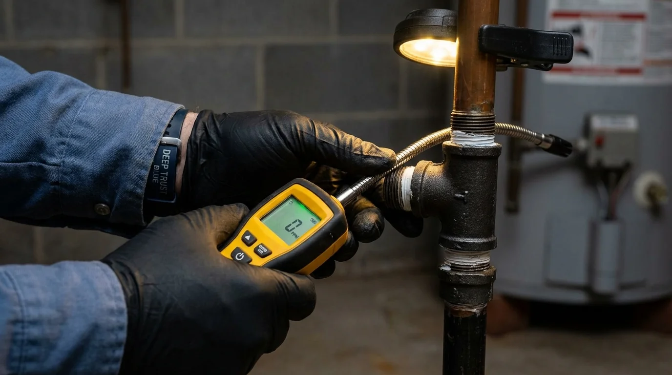 Gas leak detection with electronic sniffer by Johns Plumbing LLC in Downey